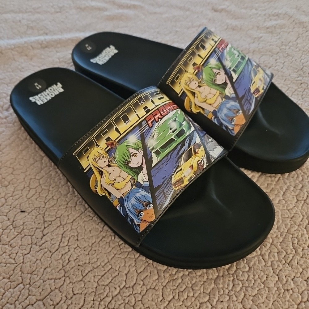 Broken Promises Choose Your Fighter Anime Graphic Slides Black Mens 11 Women 13